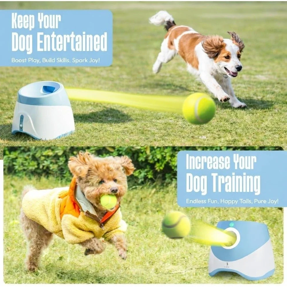 WRTZ Automatic‎ Dog Ball Launcher Small Dogs 3 Range Modes Rechargeable + Balls